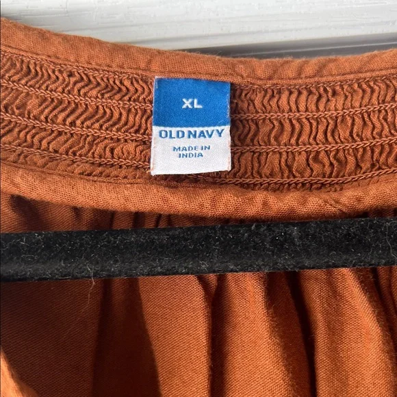 OLD NAVY Floral Embroidered Smocked Tie-Neck Long-Sleeve Blouse XL EUC Boho - Picture 7 of 10